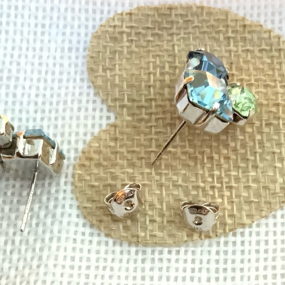 ROSS & SIMONS Italian Blue and Green Swarovski Cluster EarringsSterling Silver - Picture 4 of 4